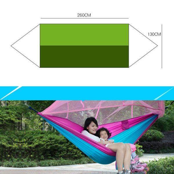 1-2 Person Portable Outdoor Camping Hammock with Mosquito Net High Strength Parachute Fabric Hanging Bed Hunting Sleeping Swing - Image 4