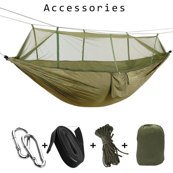 1-2 Person Portable Outdoor Camping Hammock with Mosquito Net High Strength Parachute Fabric Hanging Bed Hunting Sleeping Swing - Image 3