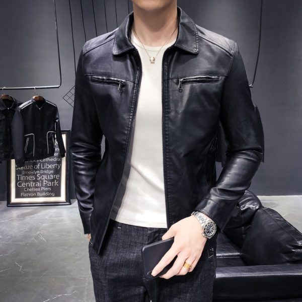 2019 men's leather jackets Men's Motorcycle Jacket Casual jacket - Image 3