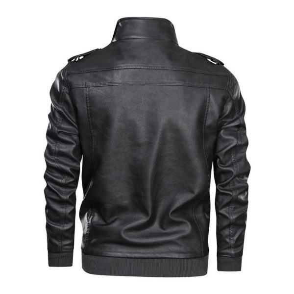 Autumn and winter new fashion trend stand collar leather jacket jacket casual fashion motorcycle clothing leather jacket jacket - Image 3