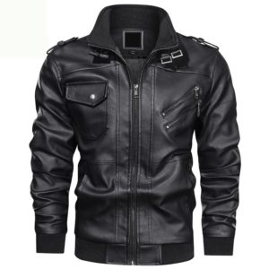 Autumn and winter new fashion trend stand collar leather jacket jacket casual fashion motorcycle clothing leather jacket jacket