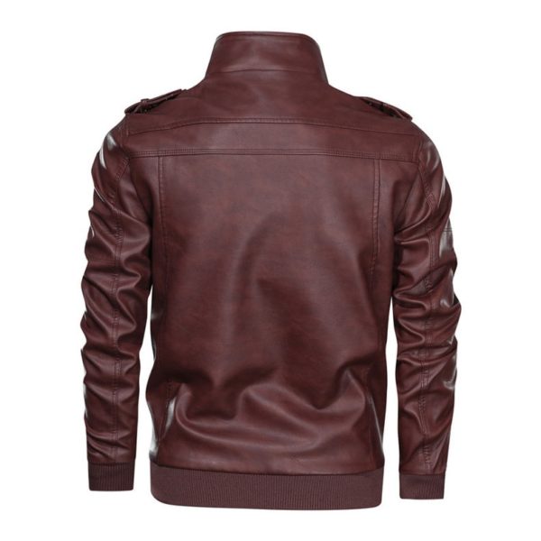 Autumn and winter new fashion trend stand collar leather jacket jacket casual fashion motorcycle clothing leather jacket jacket - Image 5