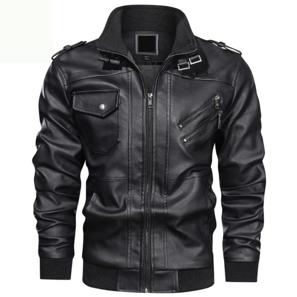 Autumn and winter new fashion trend stand collar leather jacket jacket casual fashion motorcycle clothing leather jacket jacket