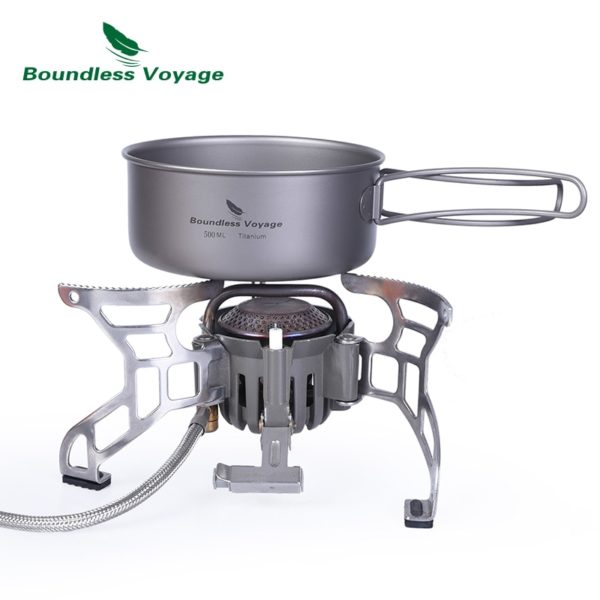 Boundless Voyage Titanium Pot Set Outdoor Picnic Pan Bowl Ultralight Camping Cookware with Folding Handle - Image 6