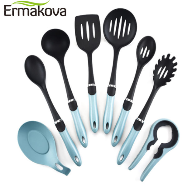 ERMAKOVA 8 Pcs Nylon Cooking Tool Kitchen Utensils Set Quality Handles Cooking Tool Non Toxic Kitchen Gadgets Nonstick Cookware - Image 2