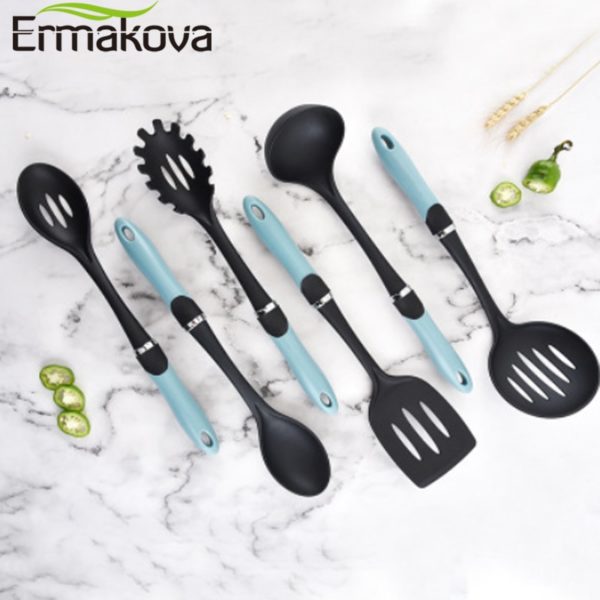 ERMAKOVA 8 Pcs Nylon Cooking Tool Kitchen Utensils Set Quality Handles Cooking Tool Non Toxic Kitchen Gadgets Nonstick Cookware - Image 4