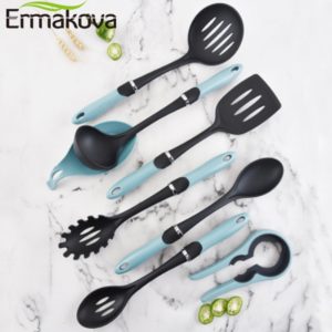 ERMAKOVA 8 Pcs Nylon Cooking Tool Kitchen Utensils Set Quality Handles Cooking Tool Non Toxic Kitchen Gadgets Nonstick Cookware