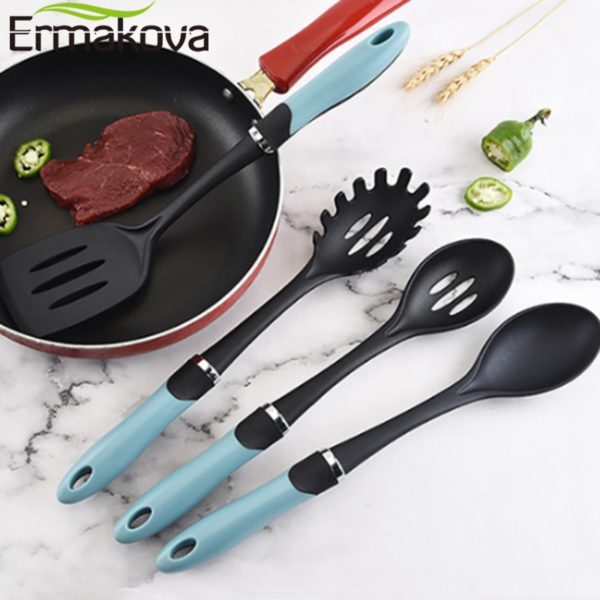 ERMAKOVA 8 Pcs Nylon Cooking Tool Kitchen Utensils Set Quality Handles Cooking Tool Non Toxic Kitchen Gadgets Nonstick Cookware - Image 5