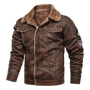 Leather Jacket Men Coats Outerwear Motorcycle Biker Male  Winter  Fur Jacket Thick Fleece Leather Mens Windproof Jackets