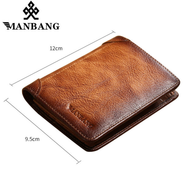 ManBang 2020 New 100% Genuine Leather Men Wallet Small Mini Card Holder Male Walet Pocket Retro purse High quatily - Image 6