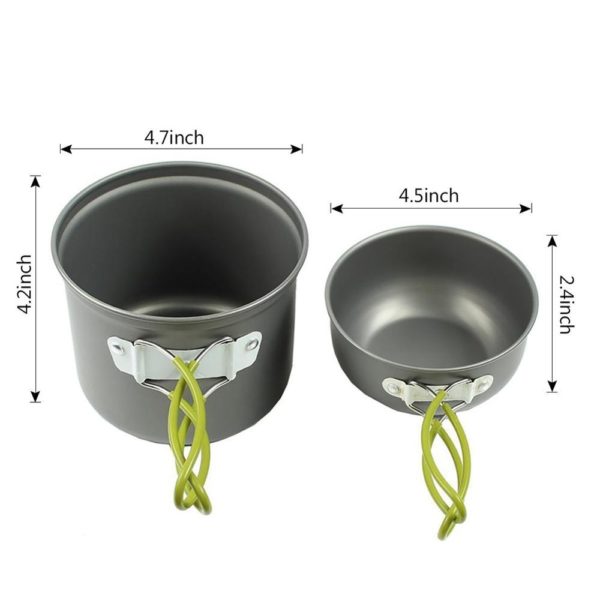 Outdoor Camping Hiking Tableware Aluminium Alloy Cookware  Utensils Cooking Picnic Traveling Bowl Pot Pan Set for 1-2 Person - Image 5