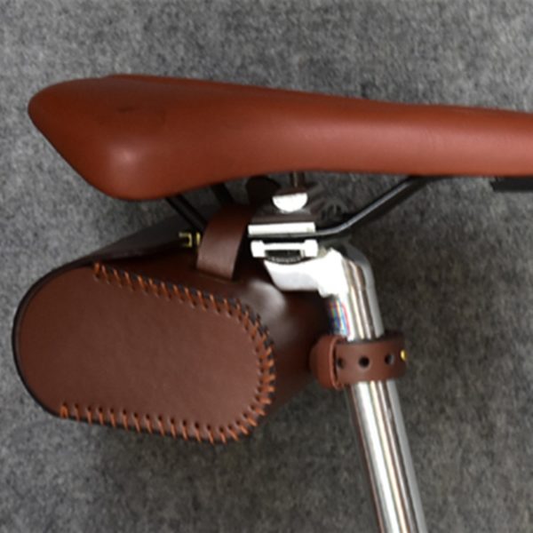 Q1071 Bicycle bags vintage tail bag leather mountain road death coaster tail bag bike leather bag brown black