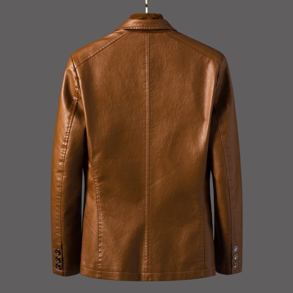 Spring and Autumn 2019 new coat men's leather casual fashion men's pu leather jacket suit leather jacket men - Image 5