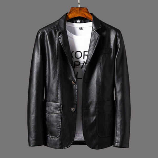 Spring and Autumn 2019 new coat men's leather casual fashion men's pu leather jacket suit leather jacket men