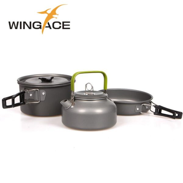 WINGACE Outdoor Camping Walking Utensils Tea Pot Camping Cookware Picnic Set Of Pots Tourist Tableware Kettle Frying Handle Pan - Image 2